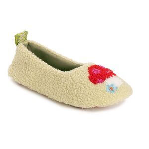 Muk Luks Ballerina Slippers NEW Lime Mushroom XL 11-12 Pull On Flat Sole